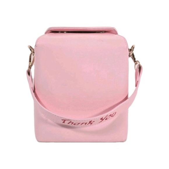 Chinese Take Out‎ Purse Faux Leather Pink Crossbody Thank You Bag - Picture 5 of 10